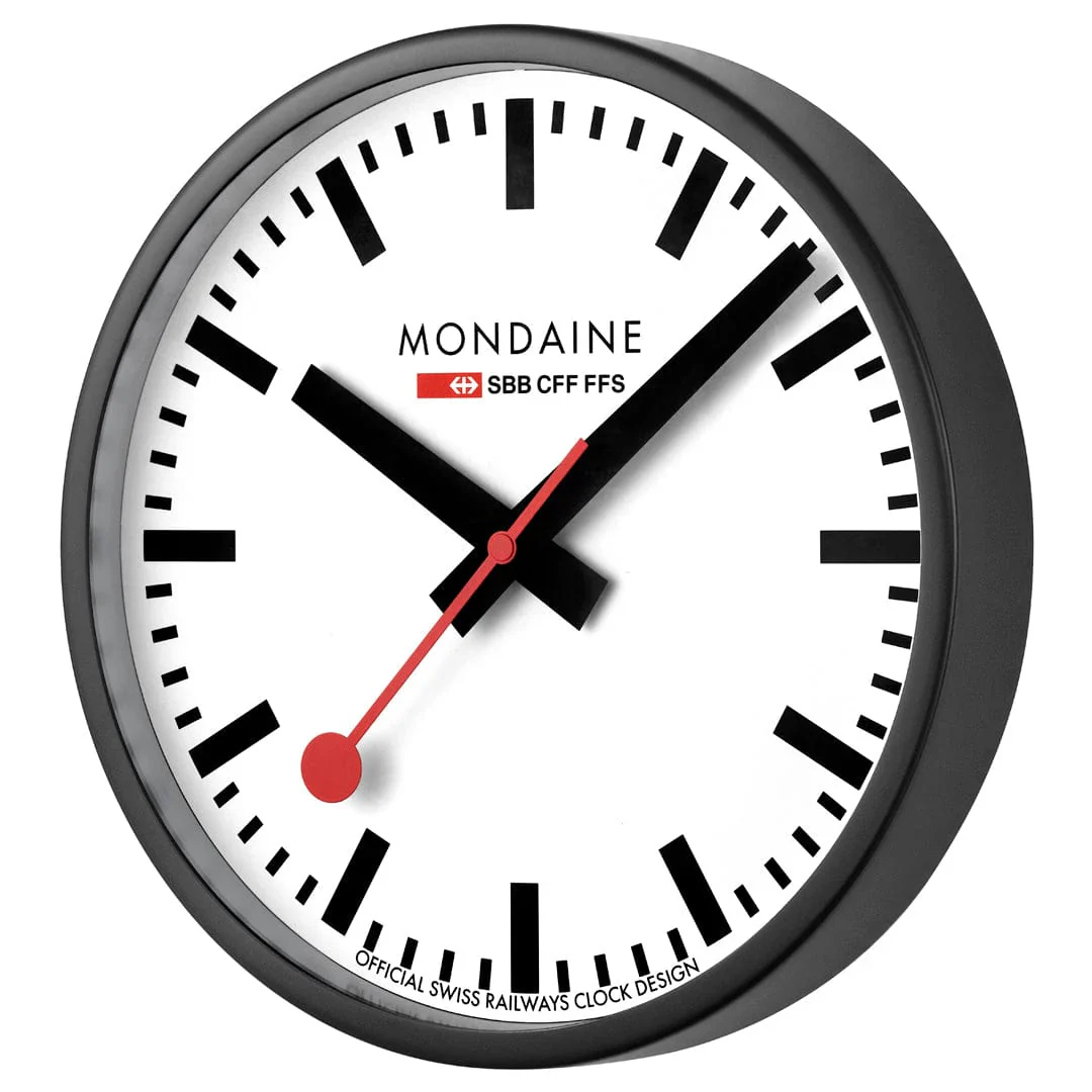 Mondaine Wall Clock Black/White 25 cm - Image 2