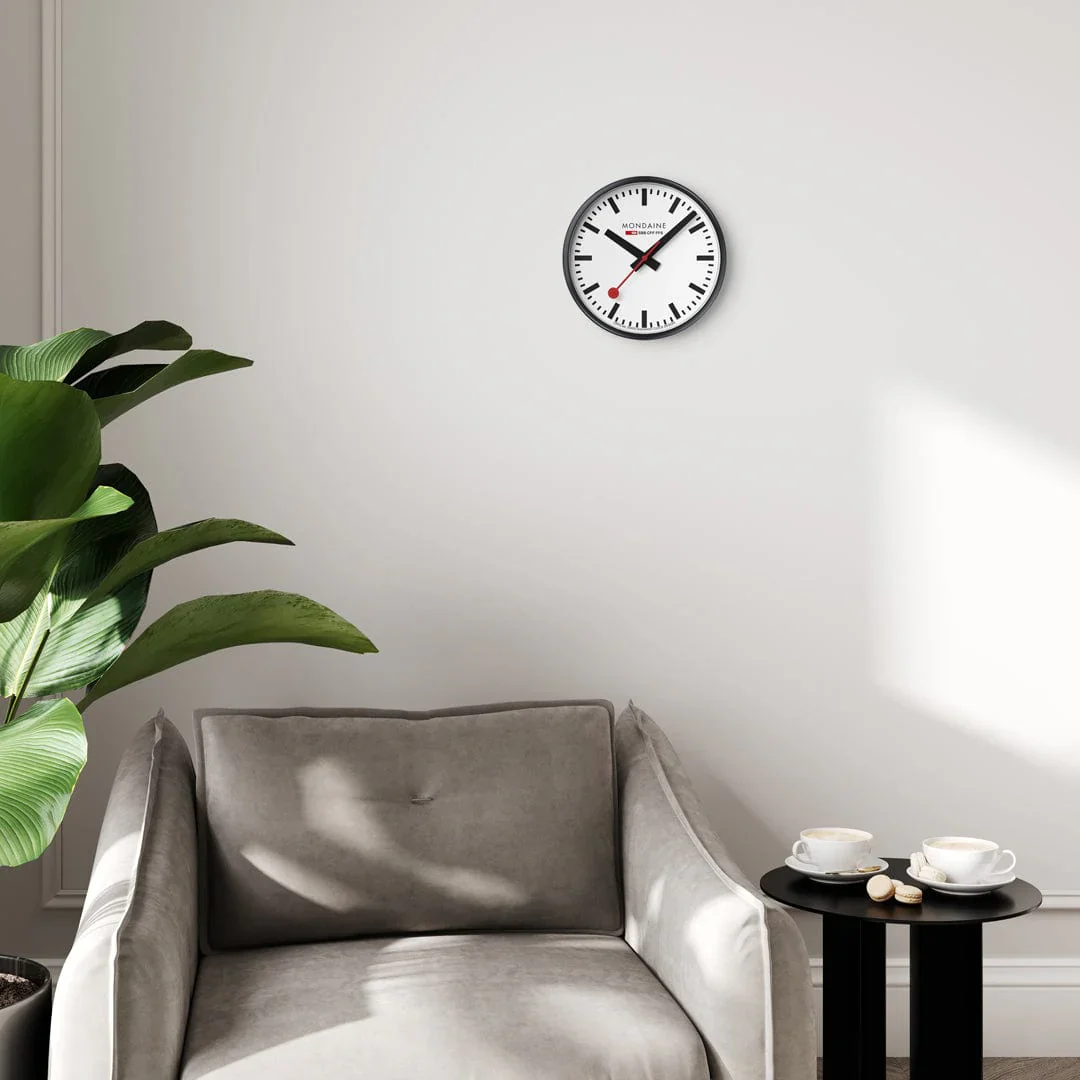 Mondaine Wall Clock Black/White 25 cm - Image 7