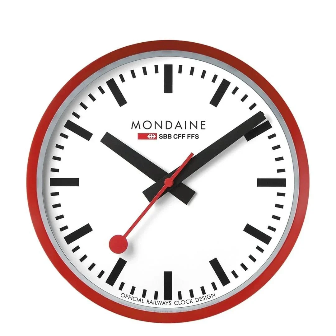 Mondaine Wall Clock Red 25 cm