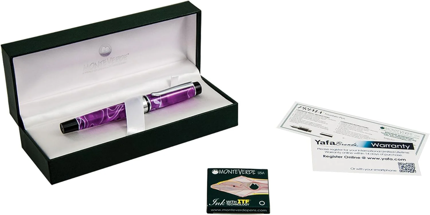 Monteverde Prima Purple/White Swirl Fountain Pen - Image 4