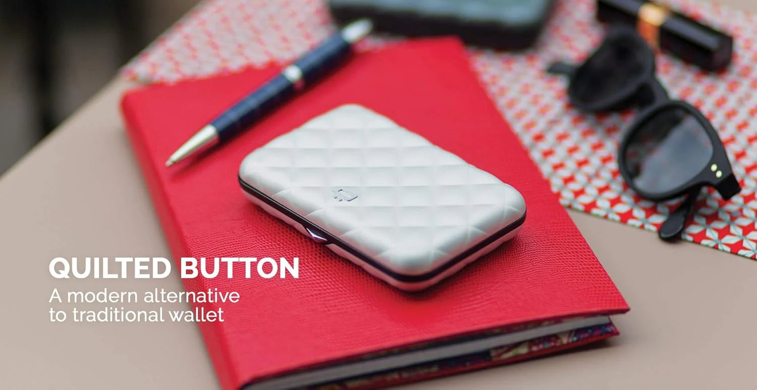 OGON Quilted Button SMART CASE WALLET Silver - Image 3