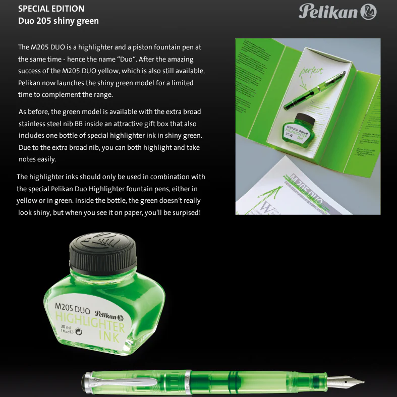 Pelikan M205 DUO Piston Fountain Pen Highlighter - Image 2