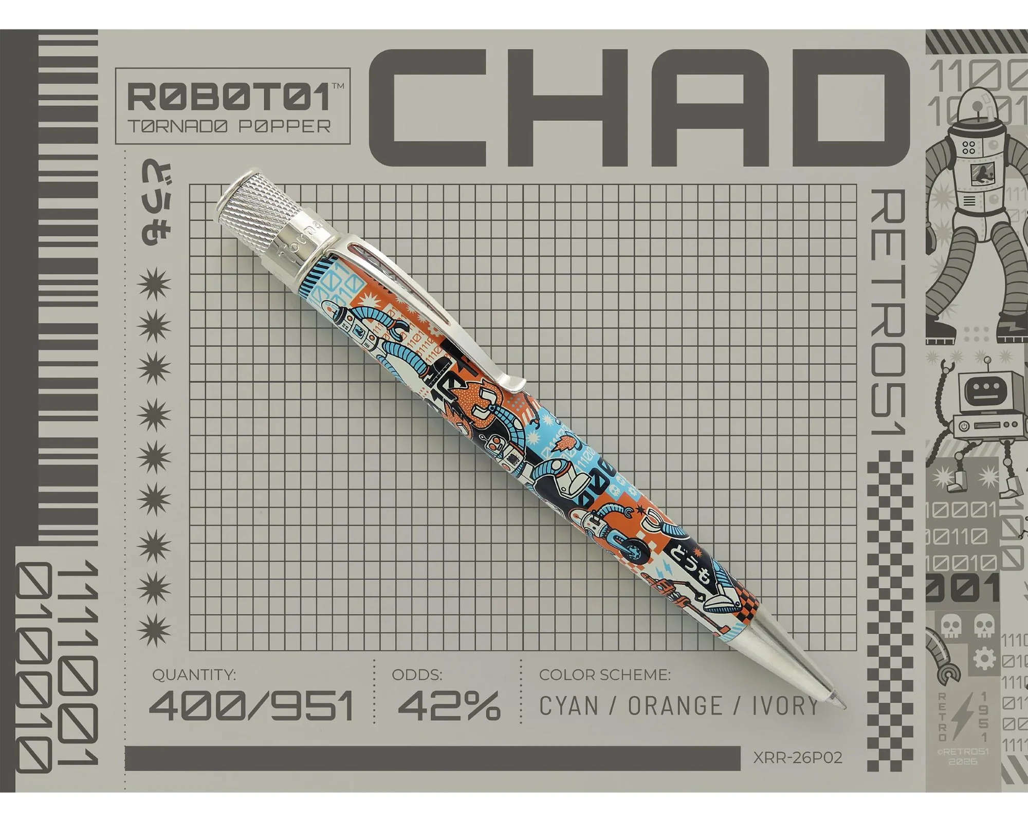 Retro 1951 Tornado Popper™ Limited Edition R0B0T01 Rollerball Pen - Image 4