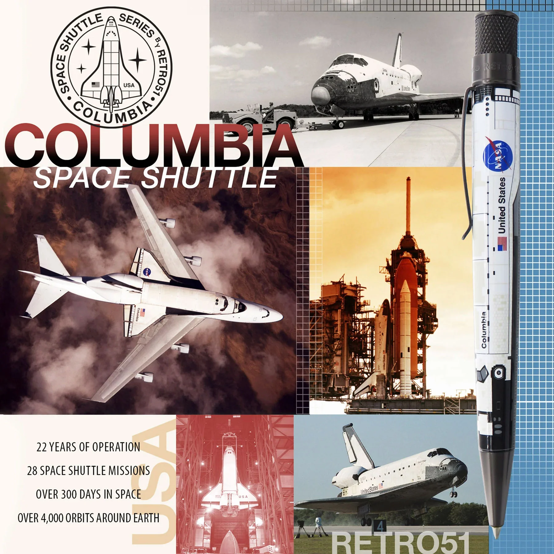 Retro 51 Smithsonian - Rollerball Pen Columbia Space Shuttle - Image 7