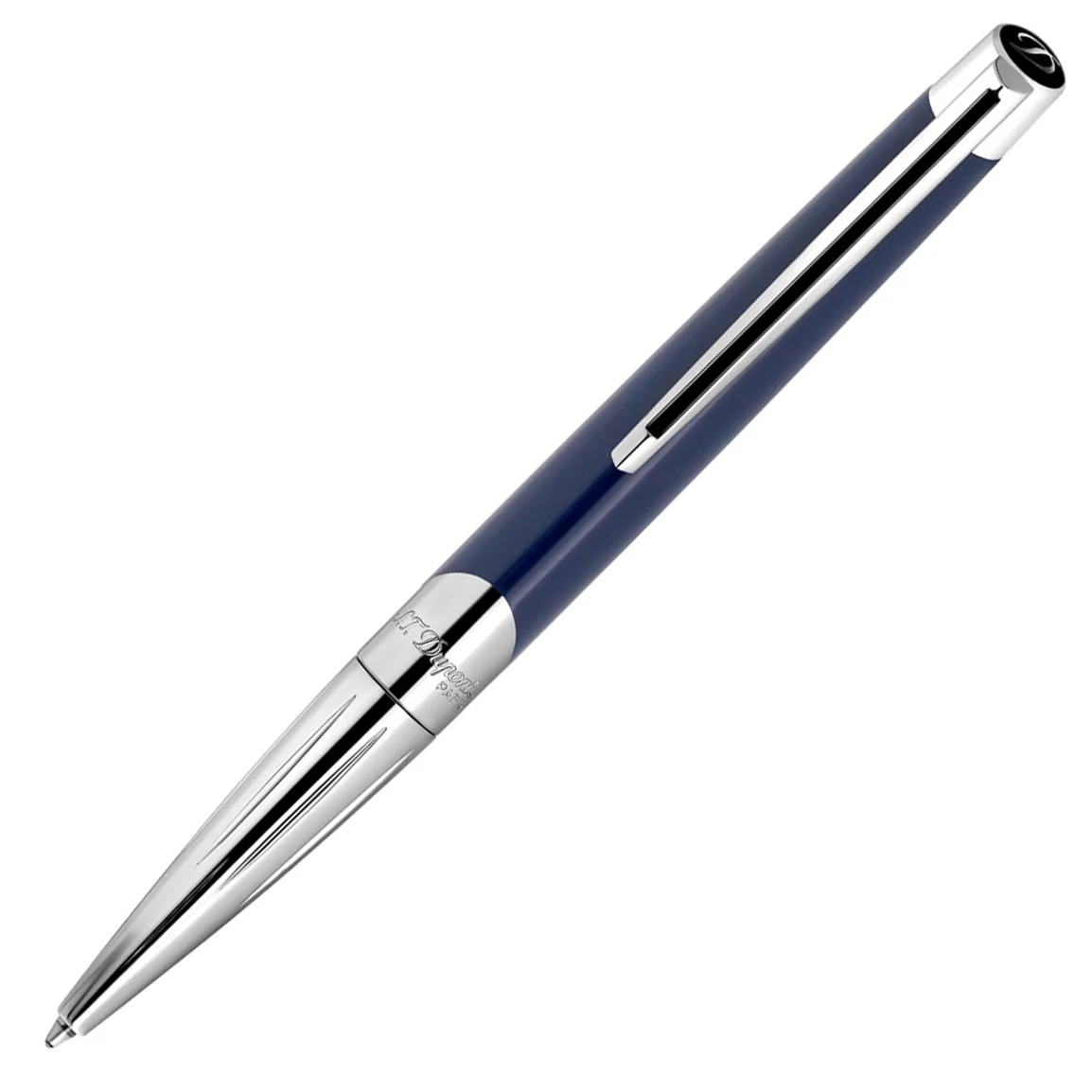 S. T. Dupont Defi Millenium Silver and Navy Ballpoint Pen