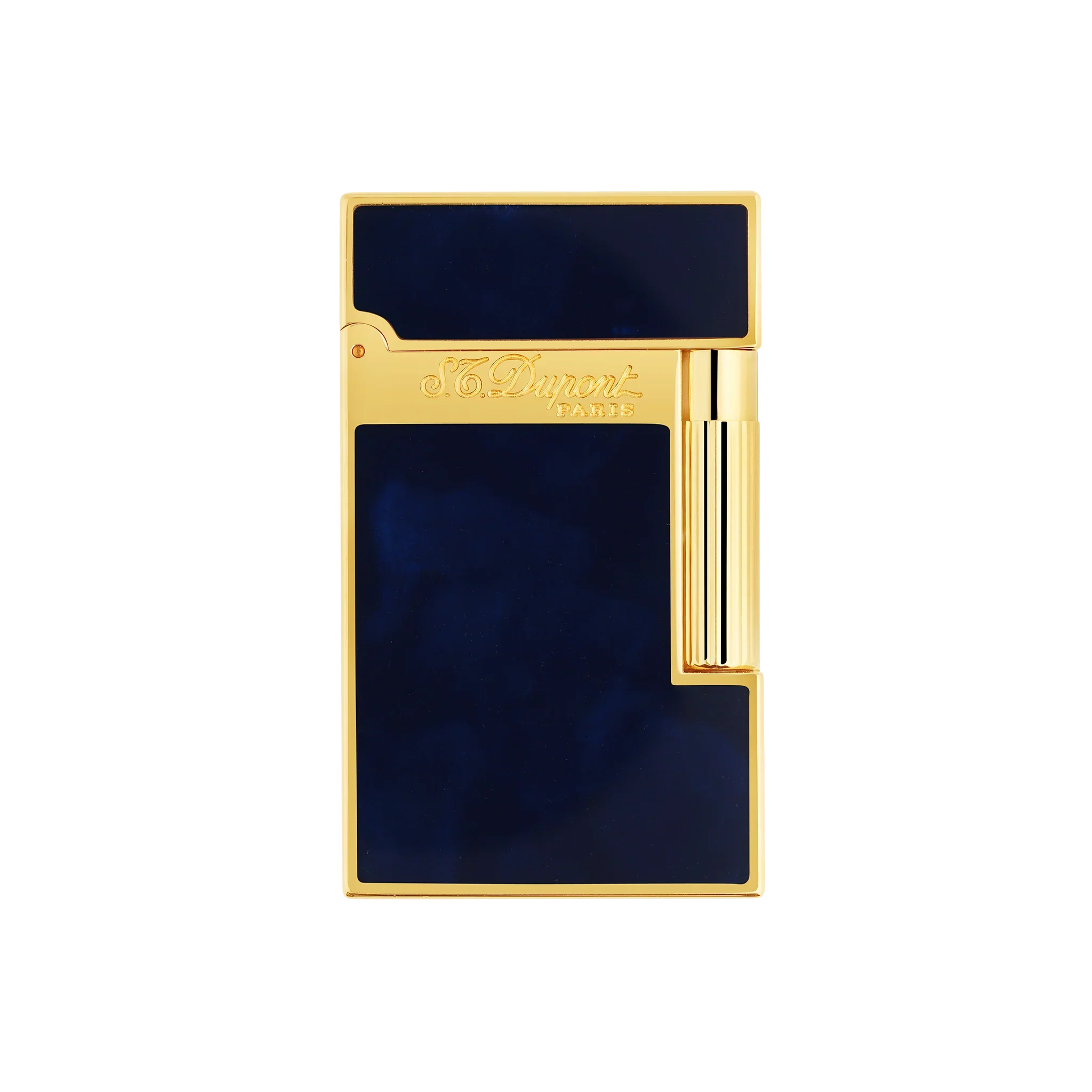 S.T. Dupont Ligne 2 Lighter Lacquered Atelier Dark Blue and Gold Trim