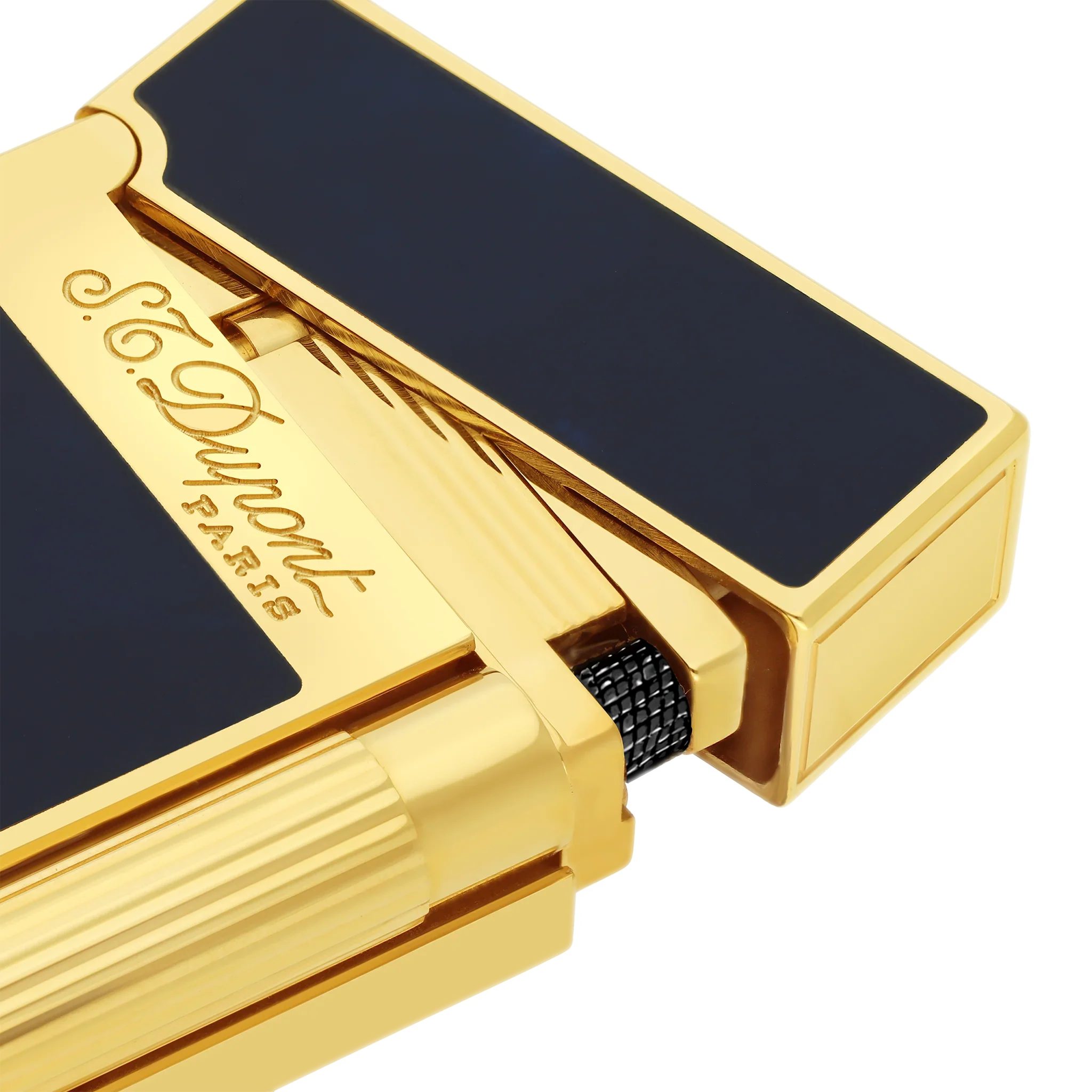 S.T. Dupont Ligne 2 Lighter Lacquered Atelier Dark Blue and Gold Trim - Image 2