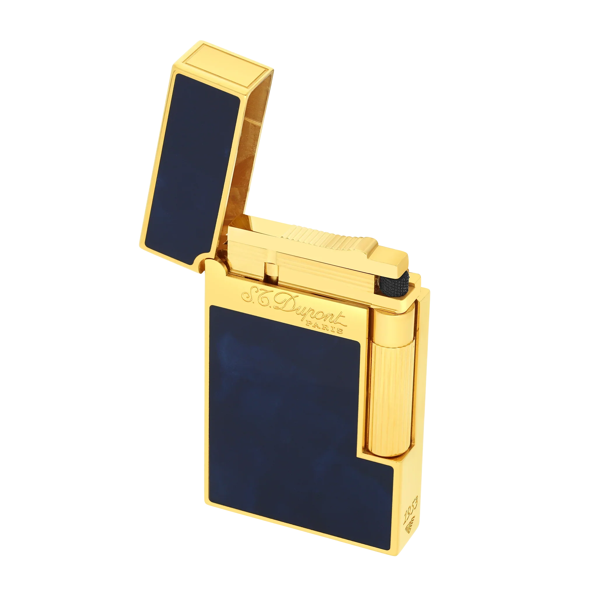 S.T. Dupont Ligne 2 Lighter Lacquered Atelier Dark Blue and Gold Trim - Image 4