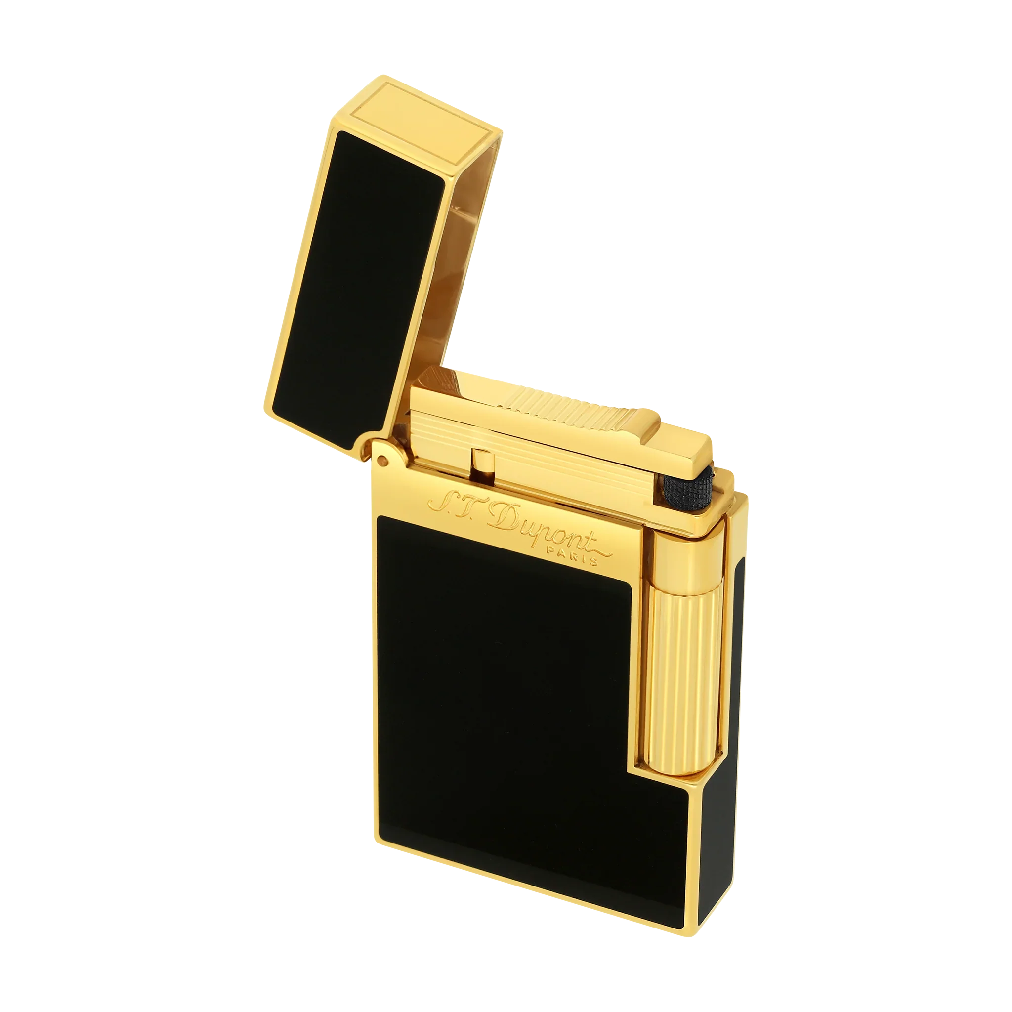 S.T. Dupont Ligne 2 Lighter Lacquered Black and Gold Trim - Image 4