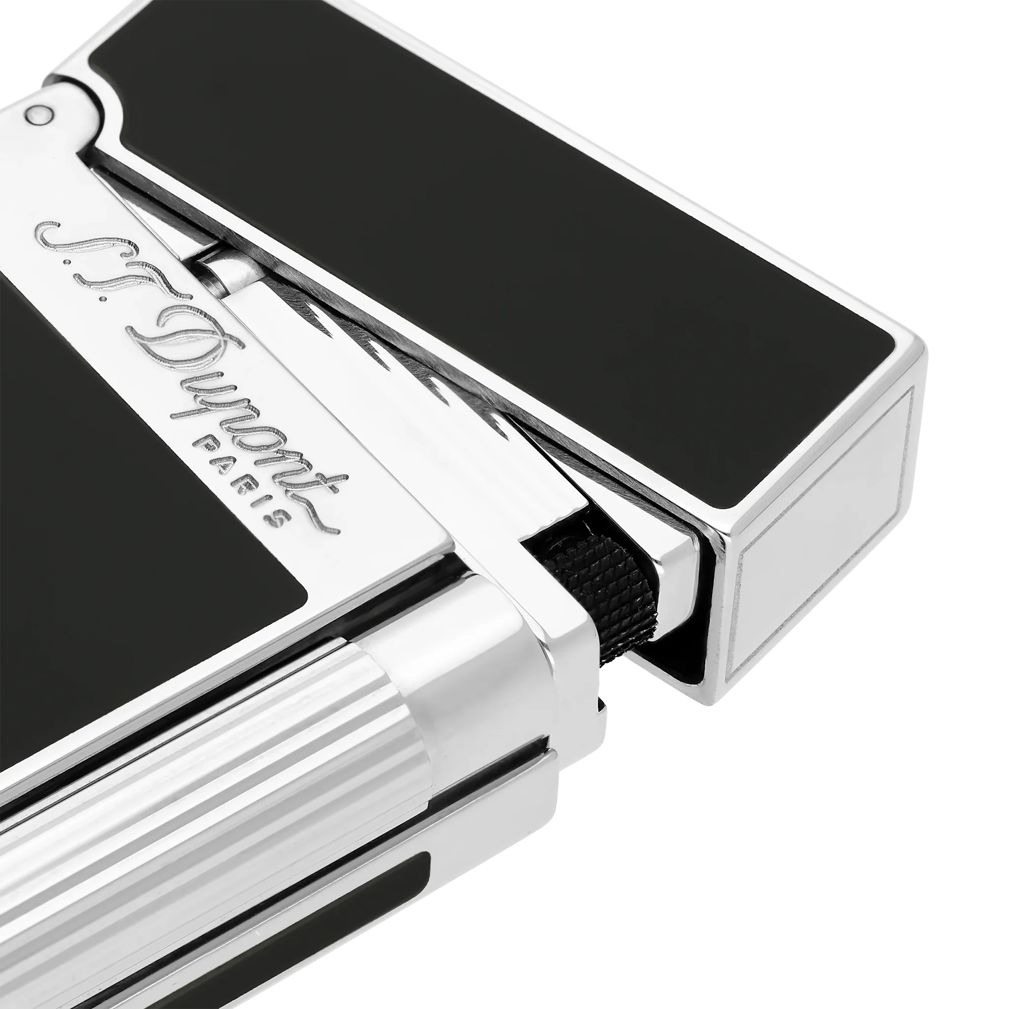 S.T. Dupont Ligne 2 Lighter Lacquered Black and Silver Trim - Image 2