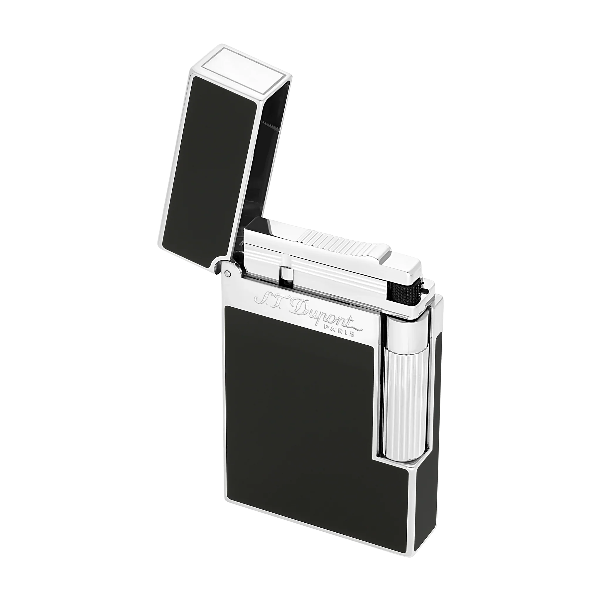 S.T. Dupont Ligne 2 Lighter Lacquered Black and Silver Trim - Image 4