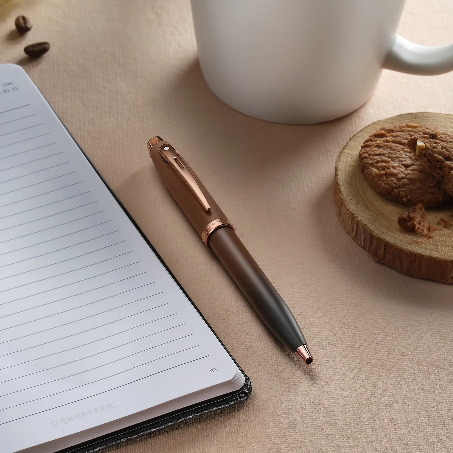 Sheaffer® 100 9374 Coffee Edition Matt Brown Ballpoint Pen with Regal Brown PVD Trims - Image 3