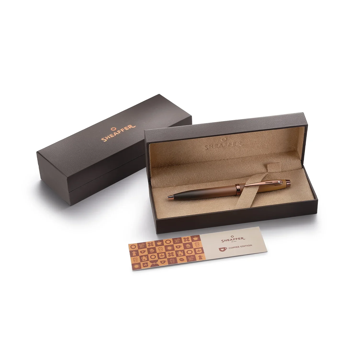 Sheaffer® 100 9374 Coffee Edition Matt Brown Ballpoint Pen with Regal Brown PVD Trims - Image 8