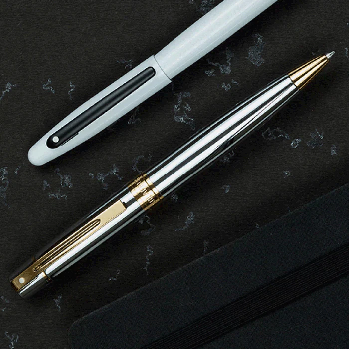 Sheaffer 300 Chrome with Gold Trims Ballpoint Pen - Image 2