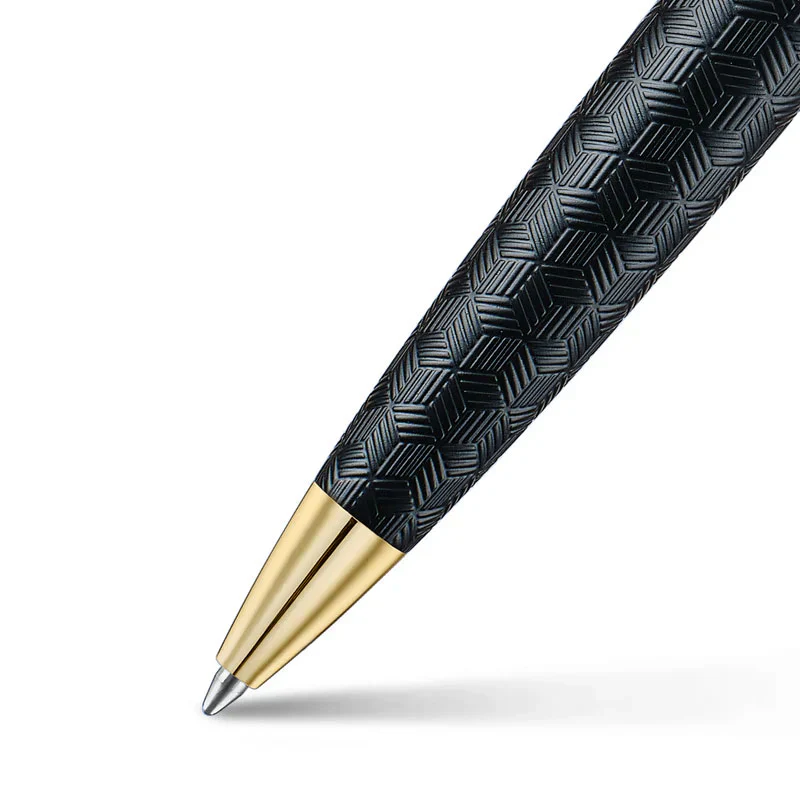 Sheaffer 300 ENGRAVED MATT BLACK BARREL AND SHINY CHROME CAP PVD GOLD TRIMS BP - Image 3