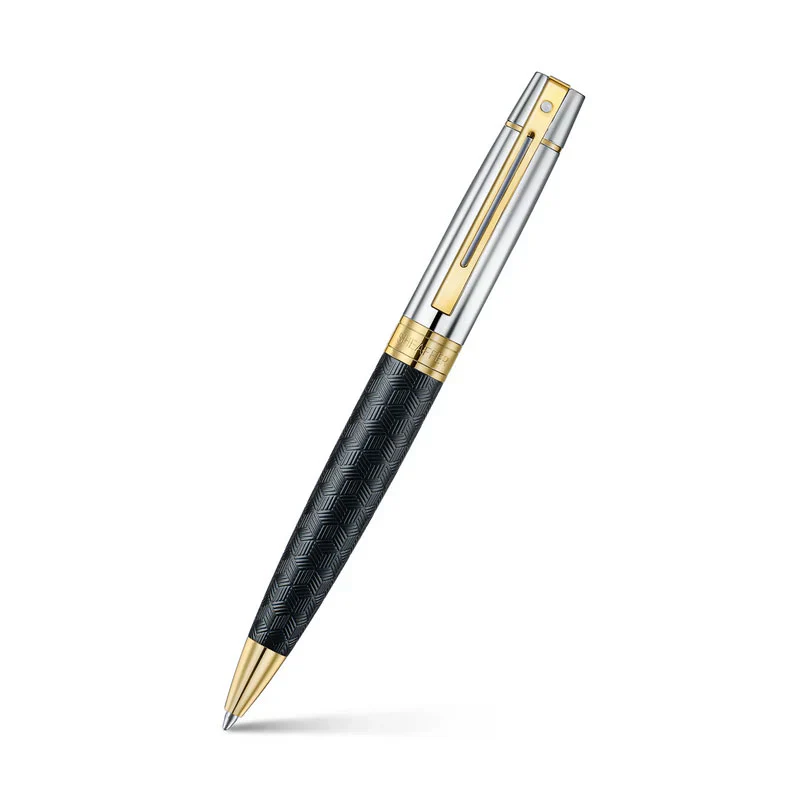 Sheaffer 300 ENGRAVED MATT BLACK BARREL AND SHINY CHROME CAP PVD GOLD TRIMS BP - Image 5