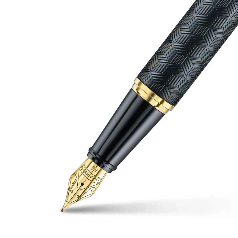Sheaffer 300 ENGRAVED MATT BLACK BARREL AND SHINY CHROME CAP. PVD GOLD TRIMS Fountain Pen - Image 2