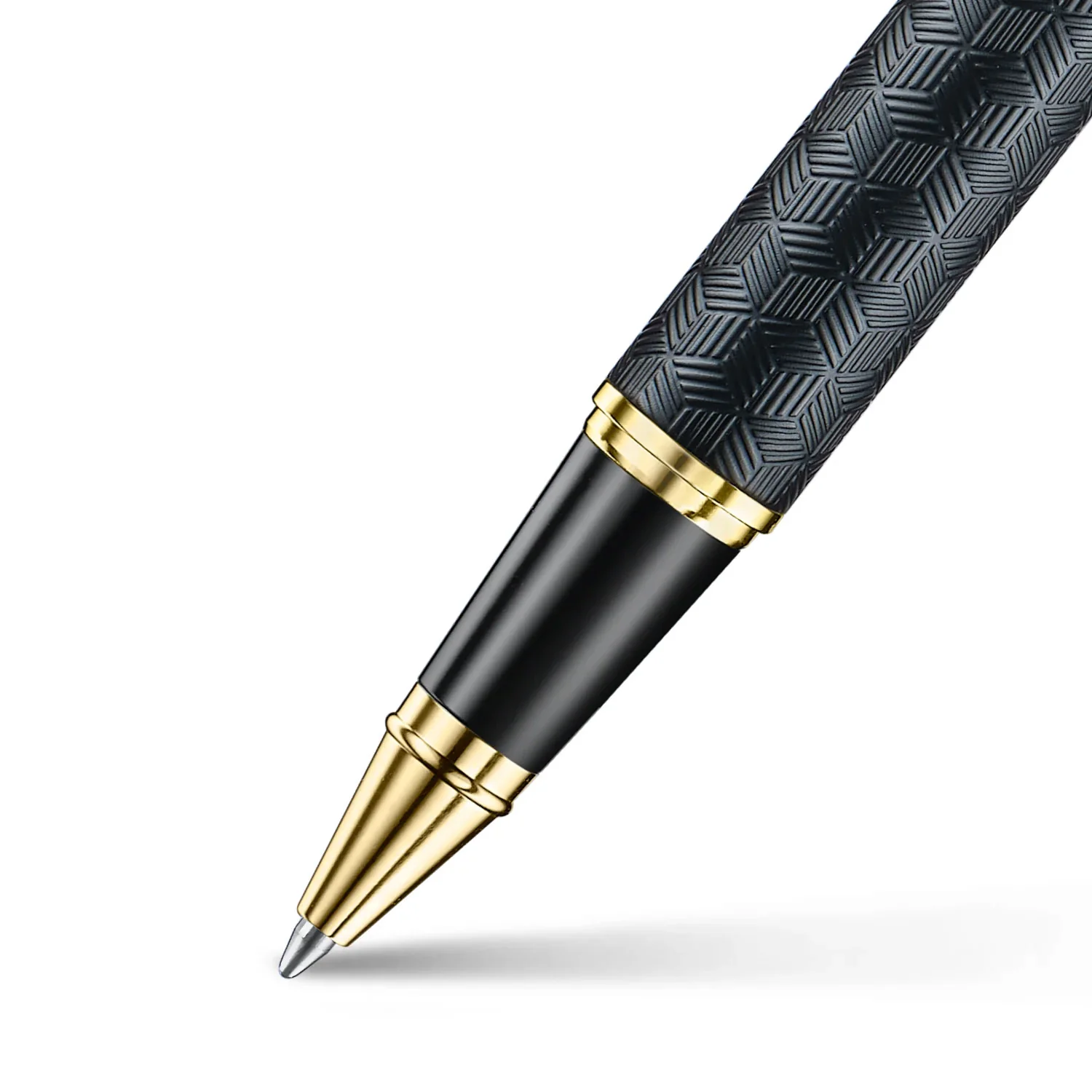 Sheaffer 300 ENGRAVED MATT BLACK BARREL AND SHINY CHROME CAP,PVD GOLD TRIMS RB - Image 5