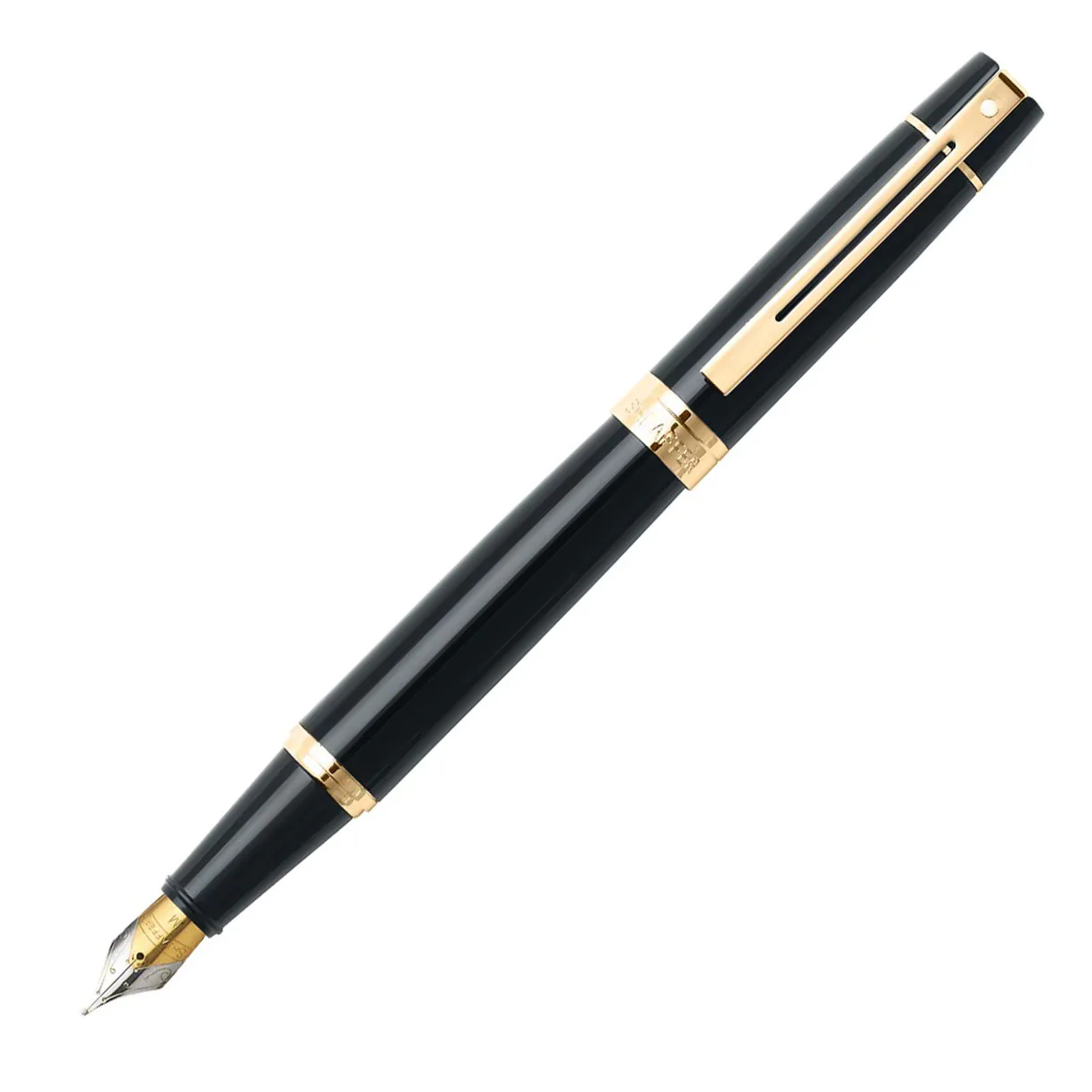 Sheaffer 300 Glossy Black Fountain Pen With Gold Trims - Image 2