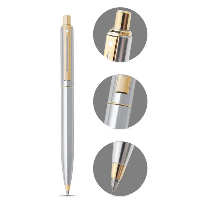 Sheaffer Sentinel 325 Brushed Chrome Ballpoint pen with Gold Tone Trim - Image 2