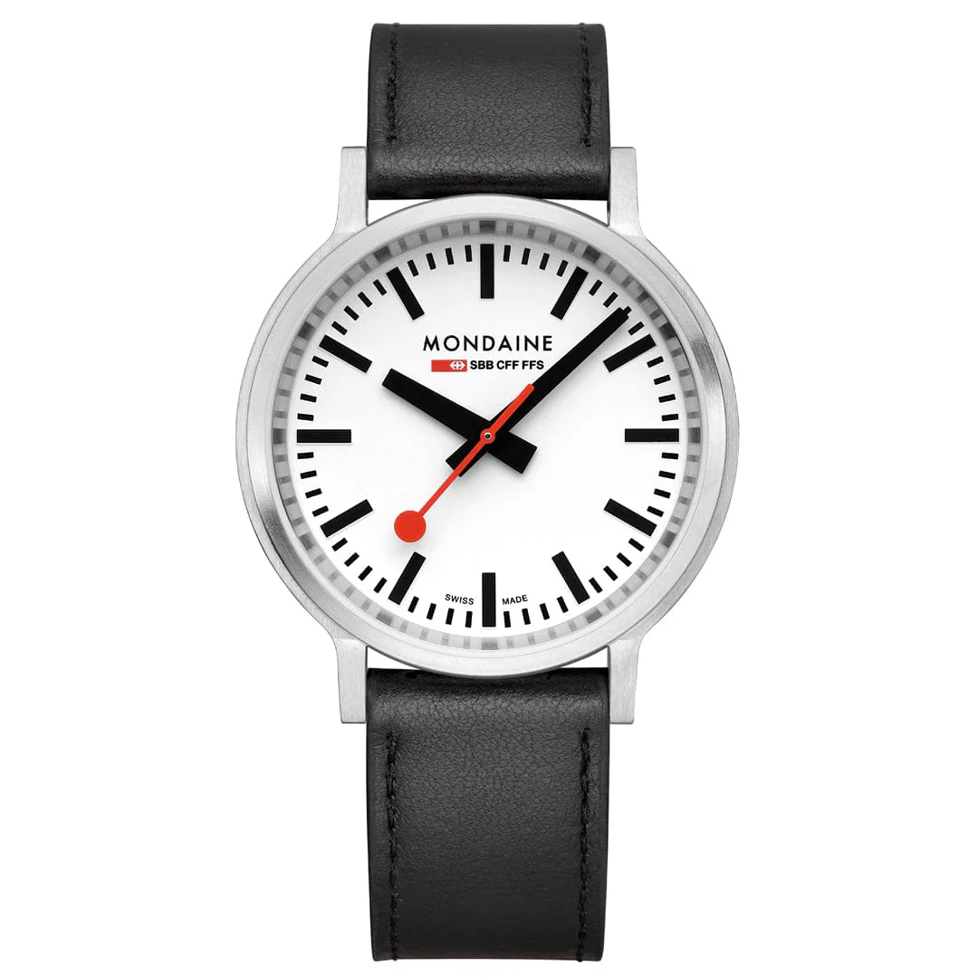 MONDAINE stop2go watch Black Vegan Leather Strap, 41 mm - Image 3