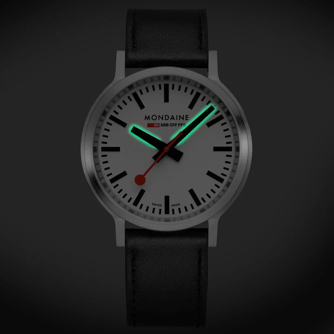 MONDAINE stop2go watch Black Vegan Leather Strap, 41 mm - Image 4